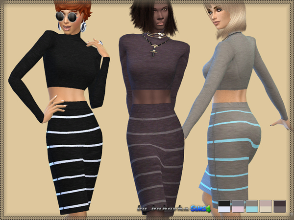  The Sims Resource: Jersey Stripe Dress by bukovka