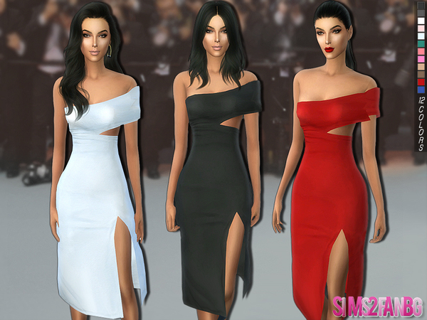  The Sims Resource: 221   Medium dress with side cutout by sims2fanbg