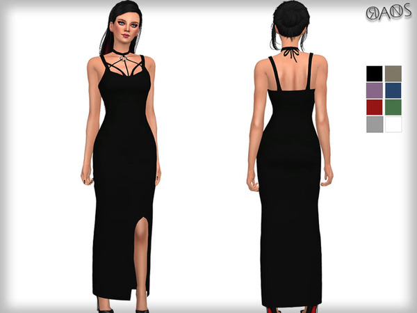  The Sims Resource: Harness Detailed Maxi Dress  by Oranos TR