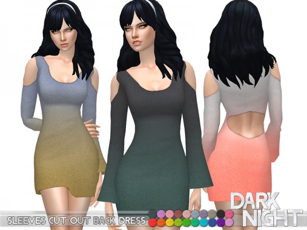  The Sims Resource: Sleeves Cut Out Back Dress by DarkNighTt