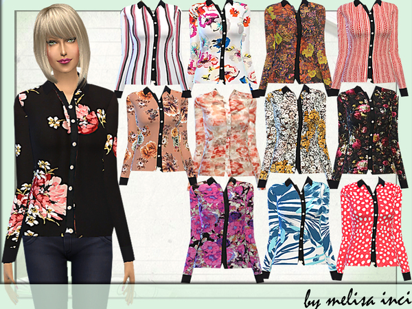 The Sims Resource: Floral Blouses by Melisa_Inci • Sims 4 Downloads