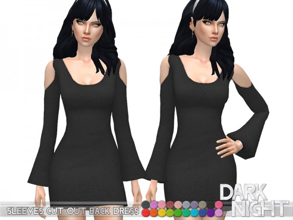  The Sims Resource: Sleeves Cut Out Back Dress by DarkNighTt