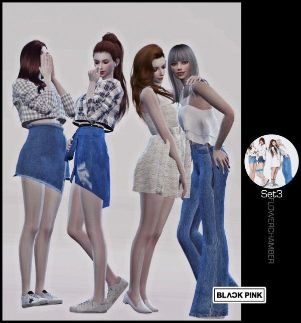 Flower Chamber: Black Pink poses set • Sims 4 Downloads
