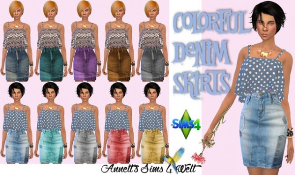  Annett`s Sims 4 Welt: Colorful Denim Skirts