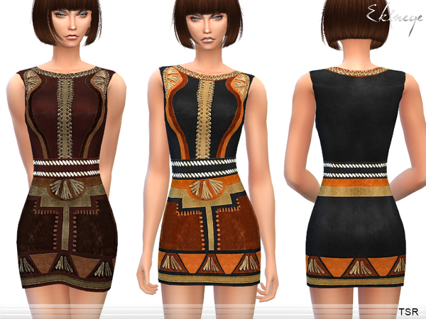  The Sims Resource: Patchwork Suede Dress by ekinege