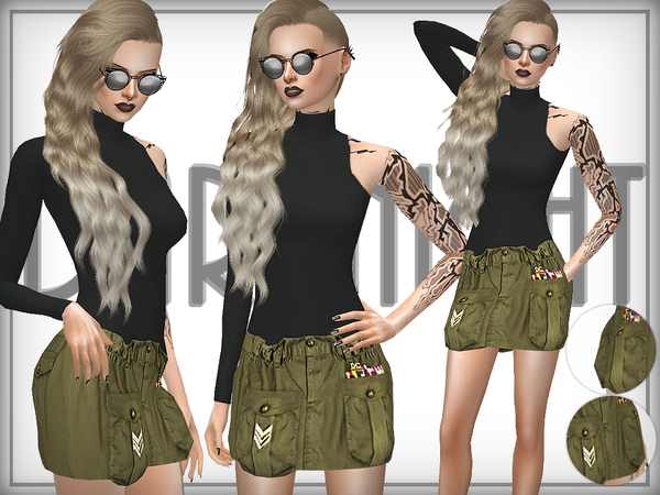  The Sims Resource: Cotton Military Inspired Skirt by DarkNighTt
