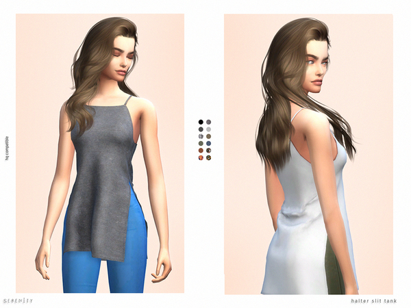  The Sims Resource: Halter Slit Tank by serenity cc