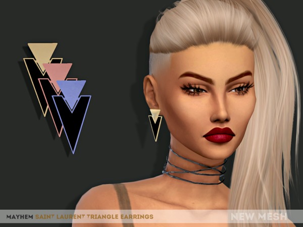  The Sims Resource: Triangle Earrings by mayhem sims