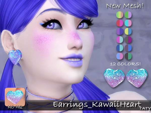 Simsworkshop: Earrings Kawaii Heart  by Taty