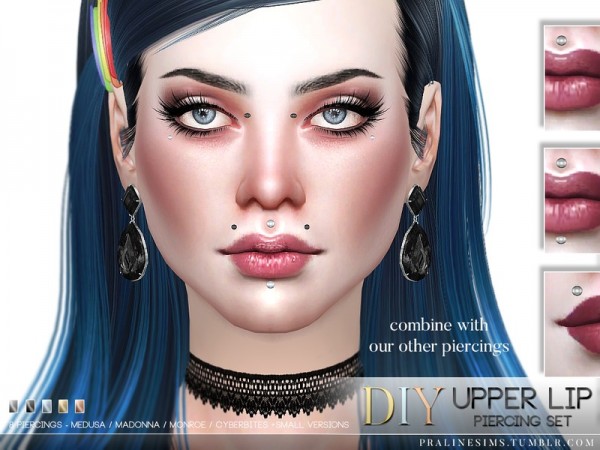  The Sims Resource: Upper Lip Piercing Set by pralinesims