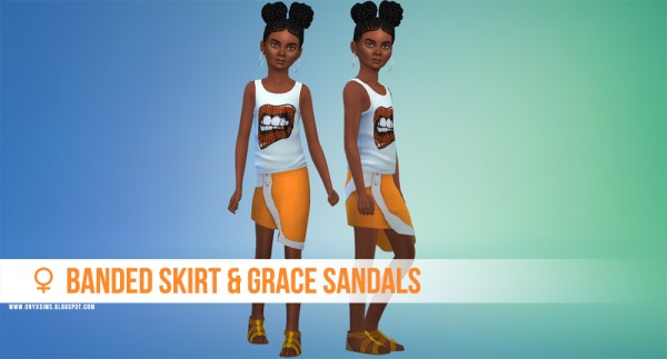  Onyx Sims: Banded skirt and grace sandals
