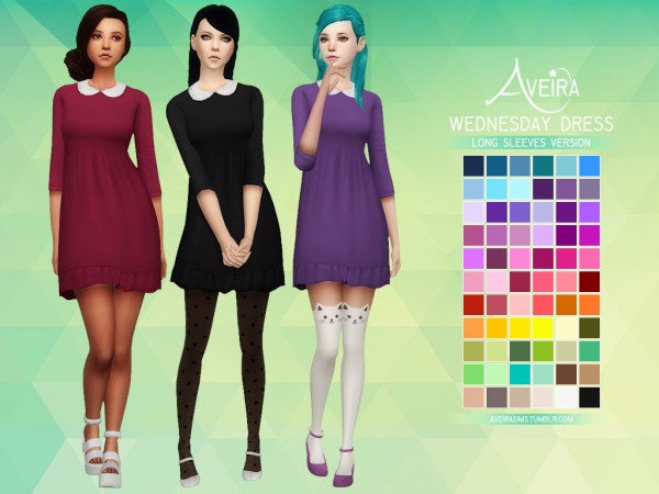  Aveira Sims 4: Wednesday Dress Short Sleeves