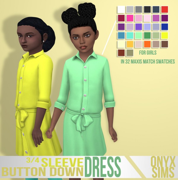  Onyx Sims: 3/4 Sleeve Button Down Dress
