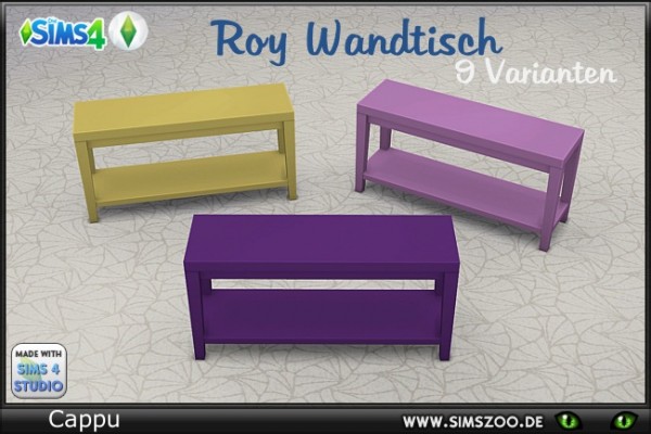  Blackys Sims 4 Zoo: Roy wall table by Cappu