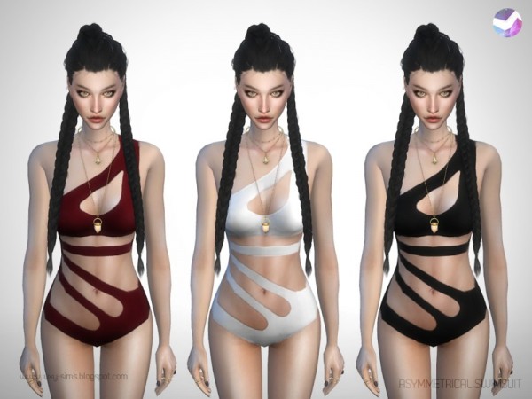  The Sims Resource: Asymmetrical Swimsuit by LuxySims3