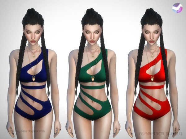  The Sims Resource: Asymmetrical Swimsuit by LuxySims3