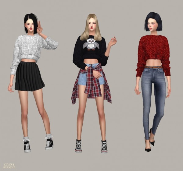 SIMS4 Marigold: Crop Knit Sweater • Sims 4 Downloads