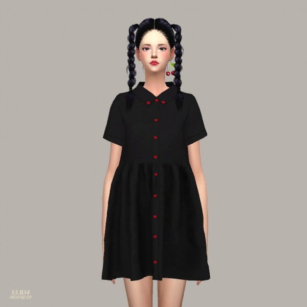 SIMS4 Marigold: Heart Button Shirts Dress