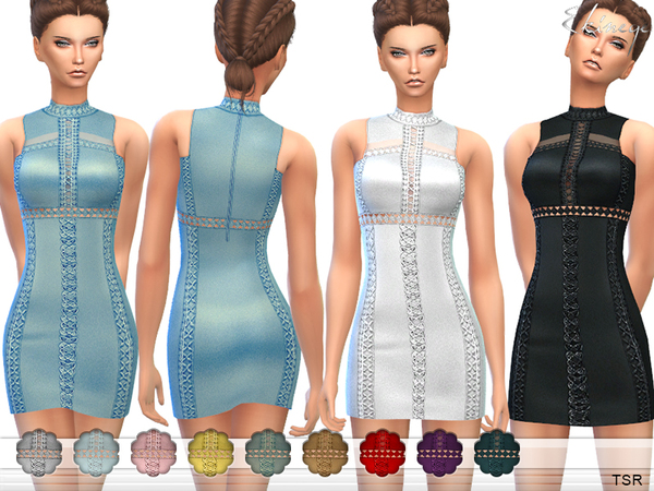  The Sims Resource: Crochet Inset Mini Dress by ekinege