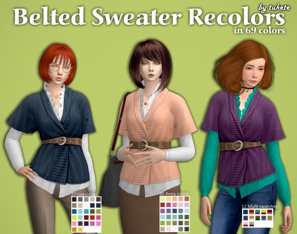  Tukete: Belted Sweater Recolors