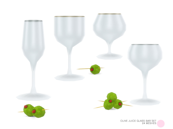  The Sims Resource: Olive Juice Glass Bar Set by DOT