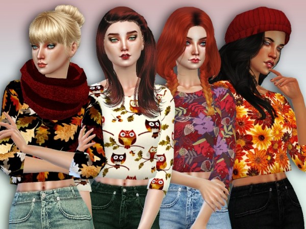  The Sims Resource: Autumn Abundance Cropped Sweaters by Simlark