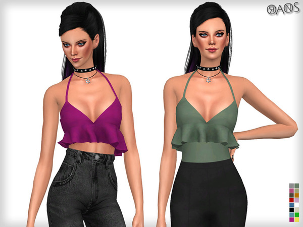  The Sims Resource: Suede Frilly top set by Oranos TR