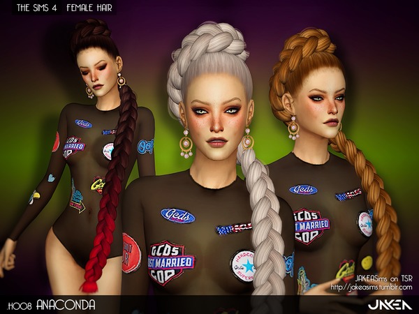  The Sims Resource: JAKEA   H008   Anaconda hairstyle