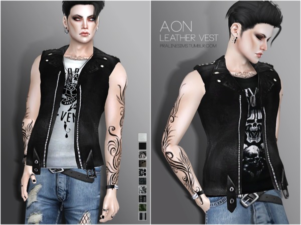  The Sims Resource: Aon Leather Vest by Pralinesims