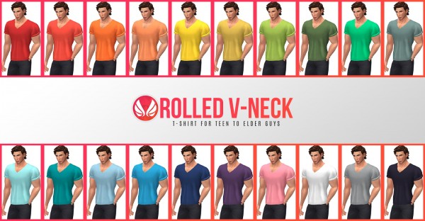  Simsational designs: Rolled V neck Tee