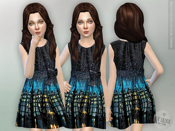  The Sims Resource: Multicolor Cocktail Dress by lillka