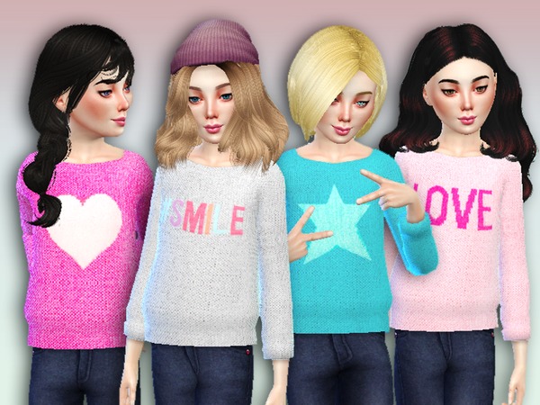  The Sims Resource: Fuzzy Sweaters For Girls by Simlark