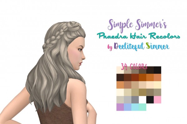  Deelitefulsimmer: Simple Simmer`s Phaedra Hair recolored
