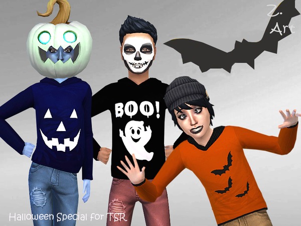  The Sims Resource: Little Bit Halloween II funny hoodies by Zuckerschnute20