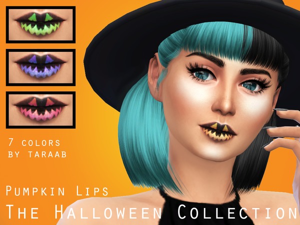  The Sims Resource: The Halloween Collection   Pumpkin Lips by taraab