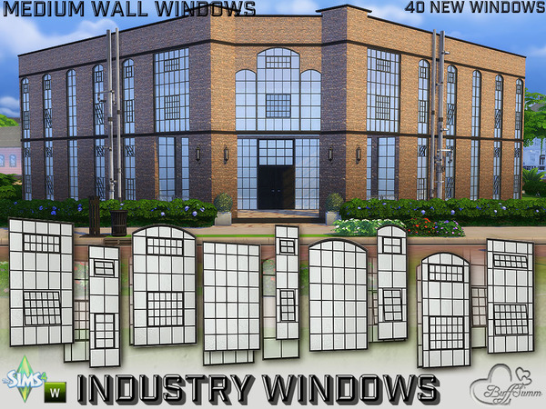  The Sims Resource: Industry Windows for Medium Wall Size by BuffSumm