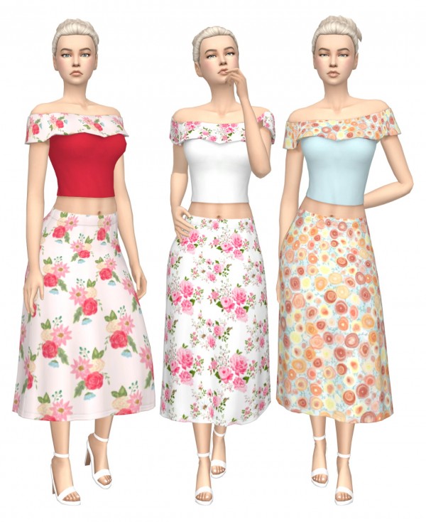 Deelitefulsimmer Carmen Top And Midi Skirt • Sims 4 Downloads
