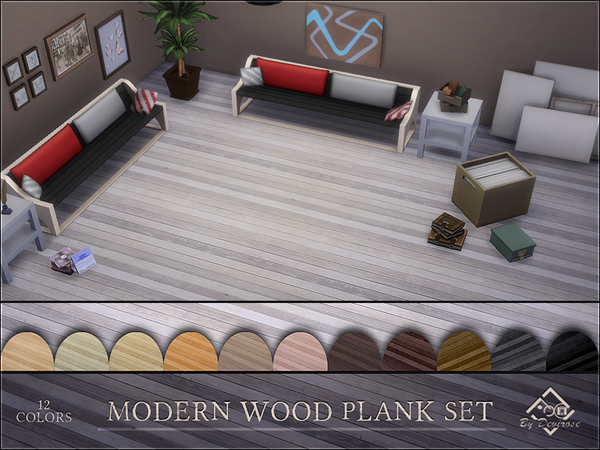  The Sims Resource: Modern Wood Plank Set  by Devirose
