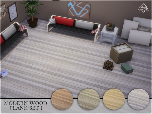 The Sims Resource: Modern Wood Plank Set  by Devirose