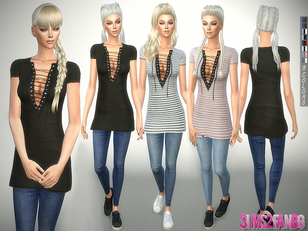  The Sims Resource: 241   Tunic with Jeans by sims2fanbg