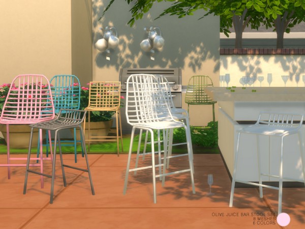  The Sims Resource: Olive Juice Bar Stool Set by DOT