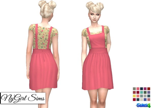  NY Girl Sims: Overall Dress with Floral Tee