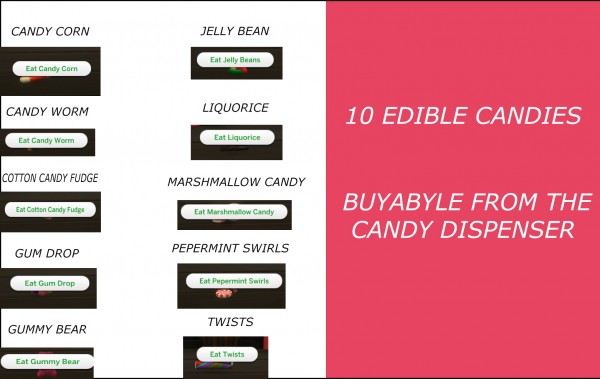  Mod The Sims: Functional candy Dispenser with Edible Candies by icemunmun