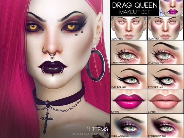  The Sims Resource: Drag Queen Makeup Set by Pralinesims