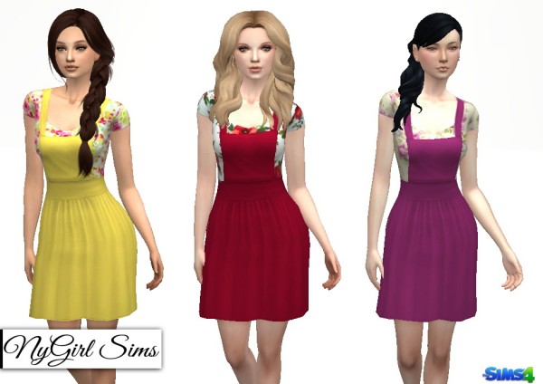  NY Girl Sims: Overall Dress with Floral Tee