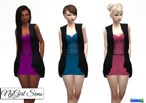  NY Girl Sims: Lace Dress with Sleeveless Cardigan