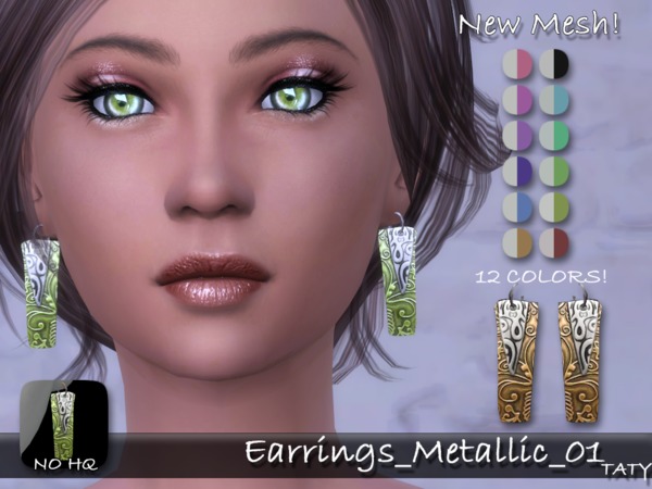  The Sims Resource: Earrings Metallic 01 by Taty