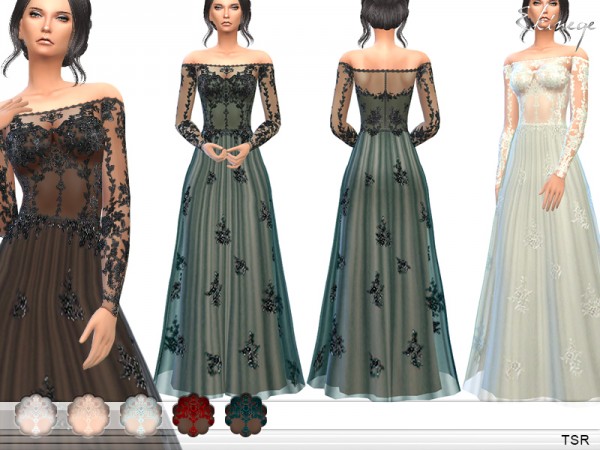  The Sims Resource: Transparent Gown With Lace Applique by ekinege