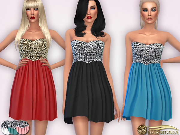  The Sims Resource: Diamond Embellished Skater Dress by Harmonia