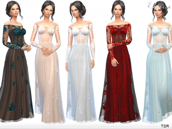  The Sims Resource: Transparent Gown With Lace Applique by ekinege